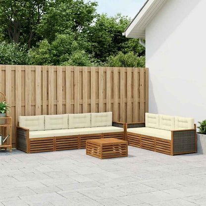 Set di divani da esterno con cuscino 9 pcs Naturale e Crema