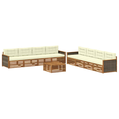 Set di divani da esterno 9 pz Naturale e Crema