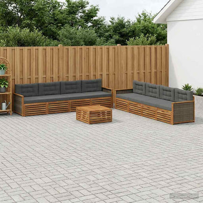 Set di divani da esterno con cuscino 9 pcs Naturale e Antracite