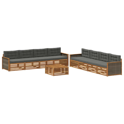 Set di divani da esterno 9 pz Naturale e Antracite