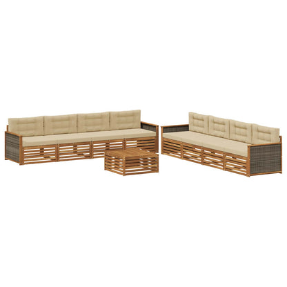 Set di divani da esterno con cuscino 9 pcs Naturale e Beige