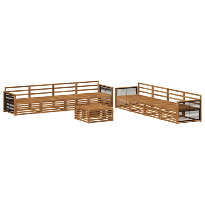 Set di divani da esterno 9 pz Naturale Legno di Acacia Massello