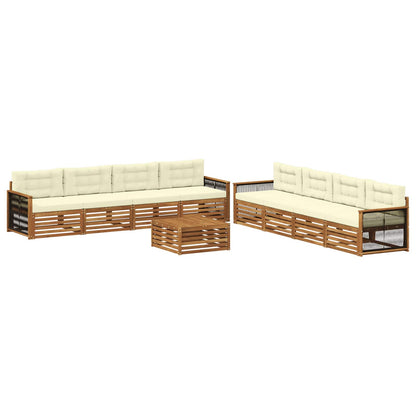 Set di divani da esterno con cuscino 9 pcs Naturale e Crema