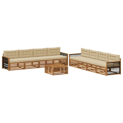 Set di divani da esterno con cuscino 9 pcs Naturale e Beige