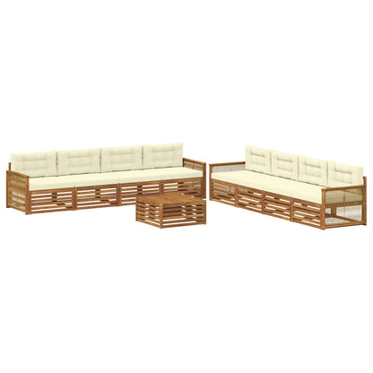 Set di divani da esterno con cuscino 9 pcs Naturale e Crema