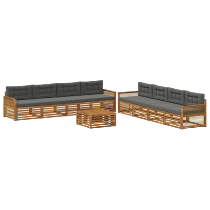 Set di divani da esterno con cuscino 9 pcs Naturale e Antracite