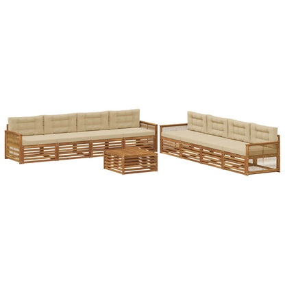Set di divani da esterno con cuscino 9 pcs Naturale e Beige