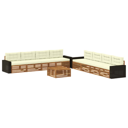 Set di divani da esterno 9 pcs Naturale e Crema Poliestere | homemem39