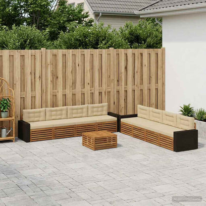 Set di divani da esterno 9 pcs Naturale e Beige Poliestere