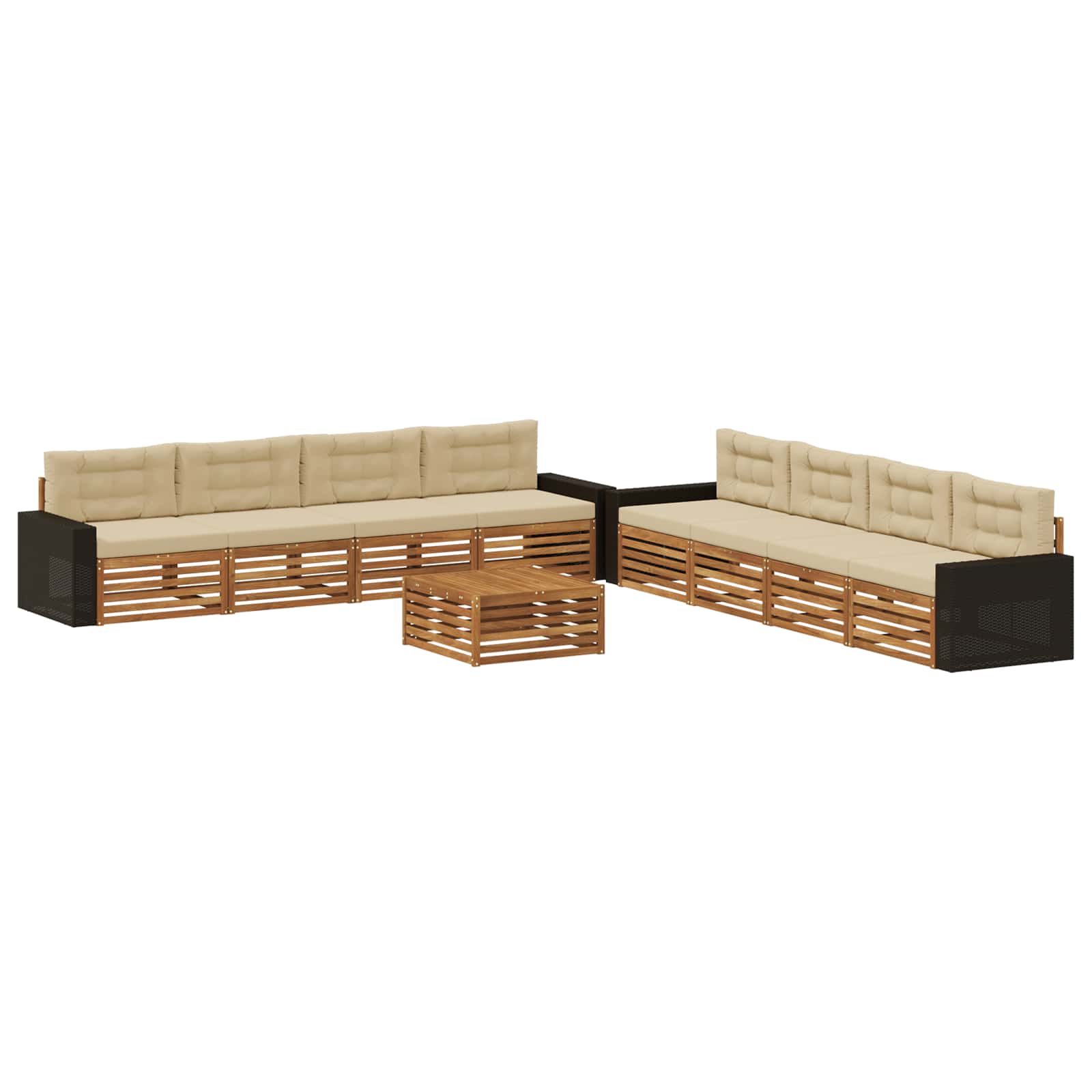 Set di divani da esterno 9 pcs Naturale e Beige Poliestere | homemem39