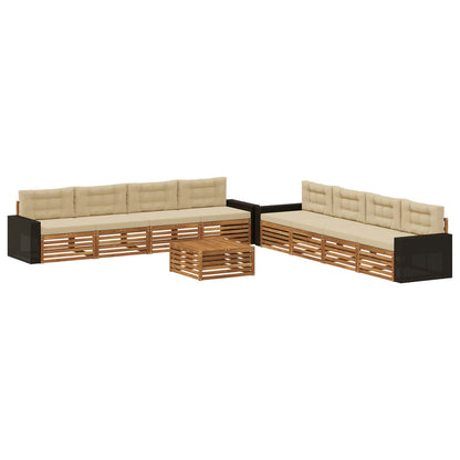Set di divani da esterno 9 pcs Naturale e Beige Poliestere | homemem39
