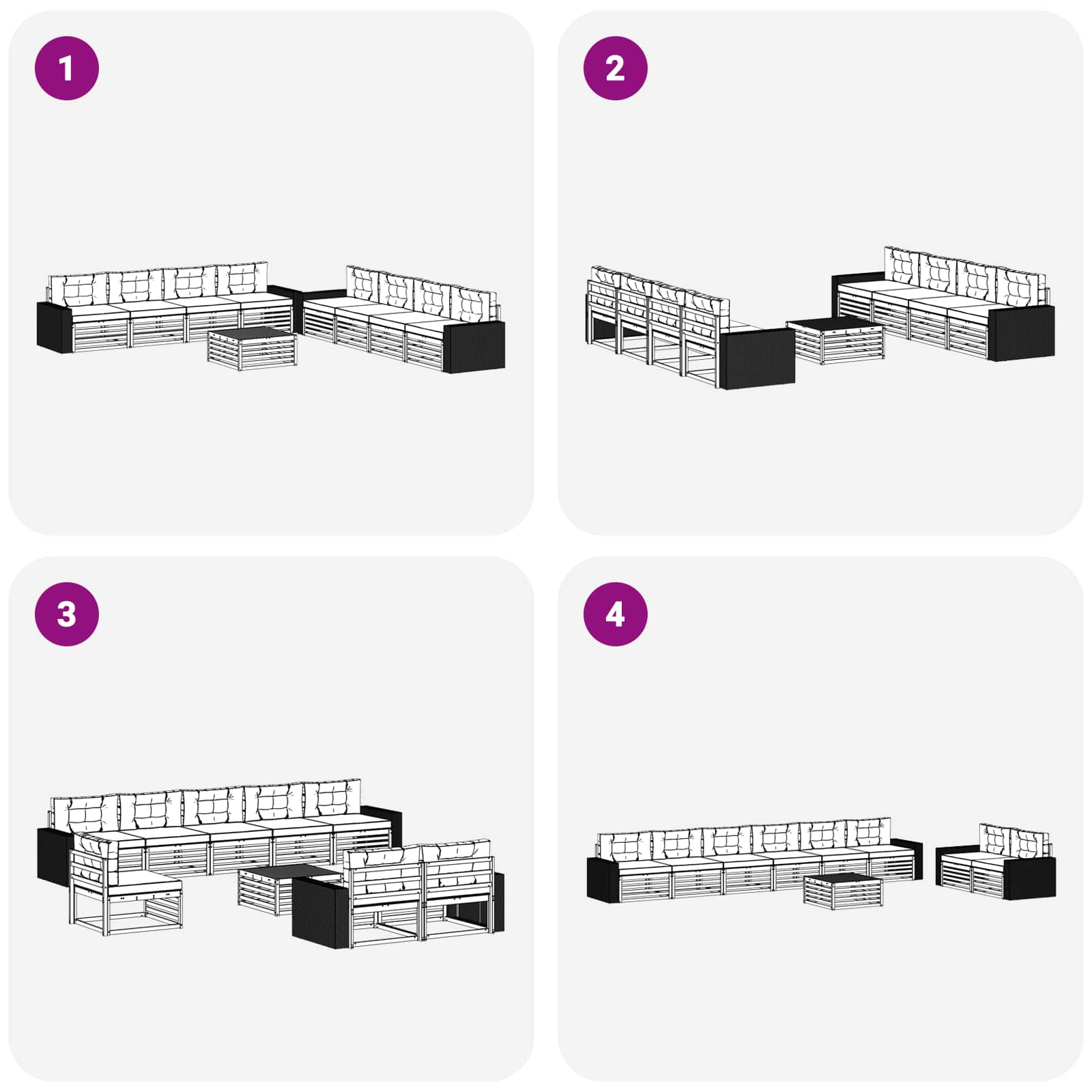 Set di divani da esterno 9 pcs Naturale e Beige Poliestere | homemem39