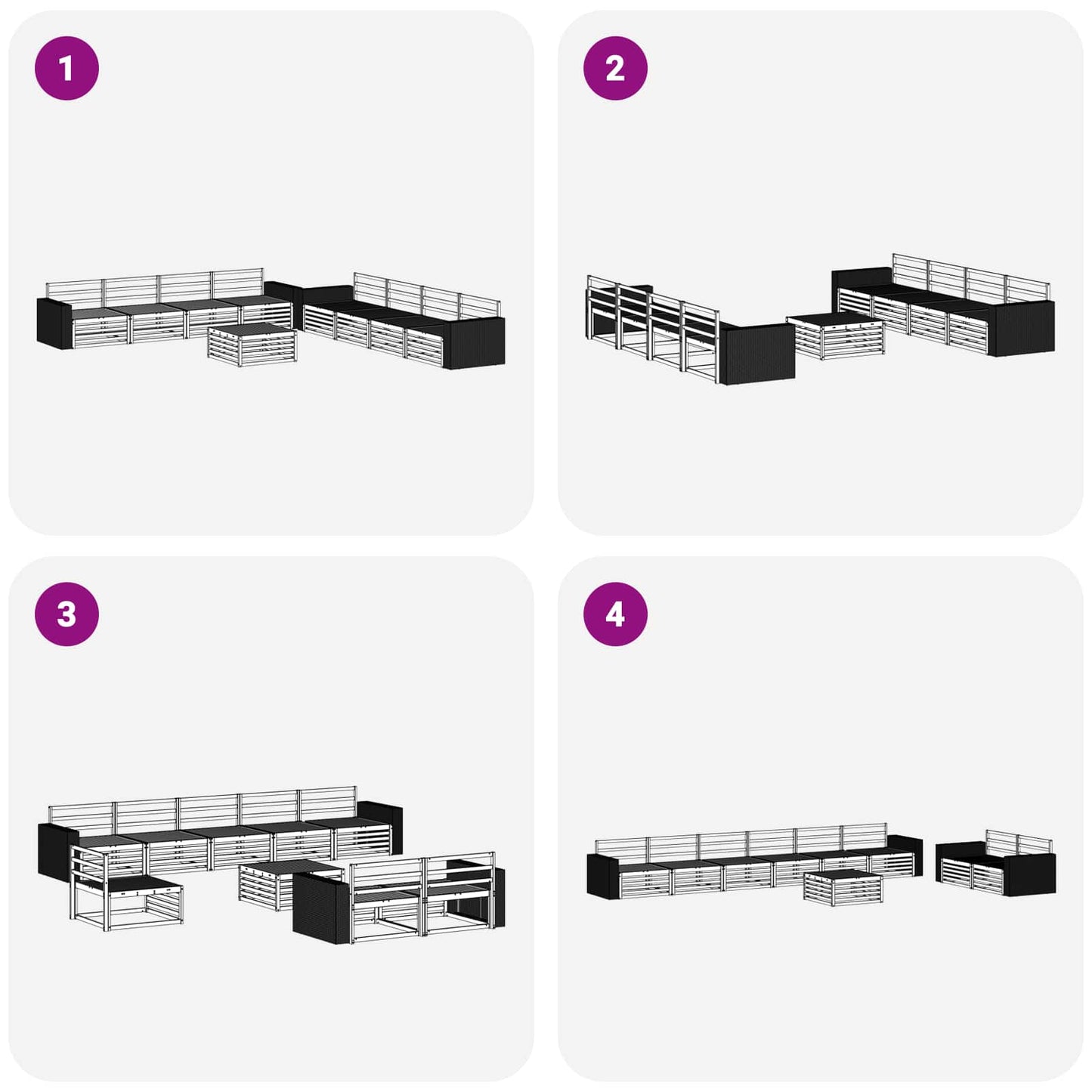Set di divani da esterno 9 pcs Naturale