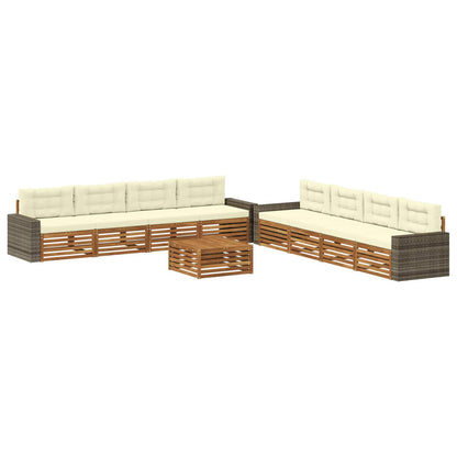 Set di divani da esterno 9 pcs Naturale e Crema Poliestere | homemem39