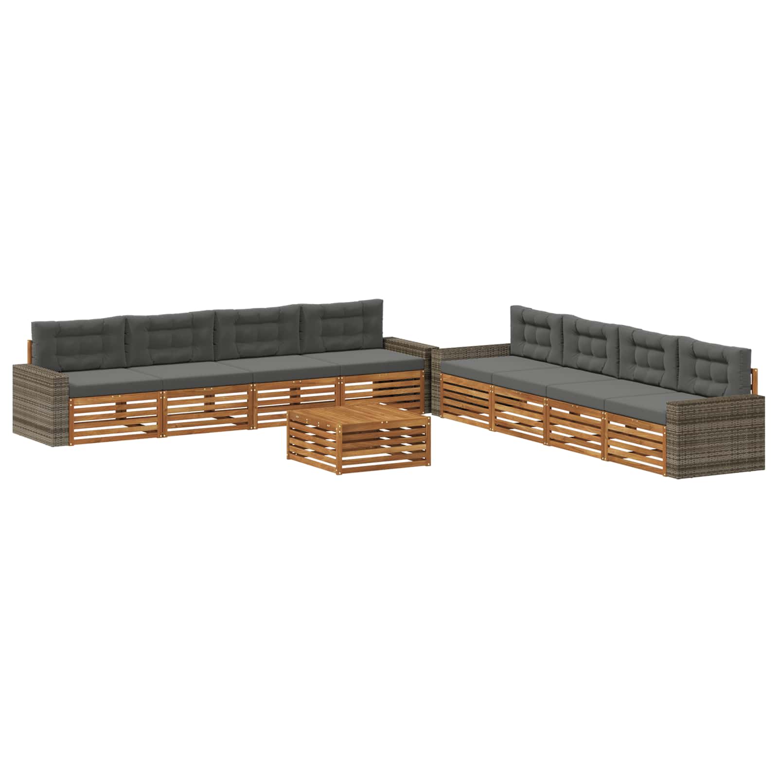 Set di divani da esterno 9 pcs Naturale e Antracite Poliestere | homemem39
