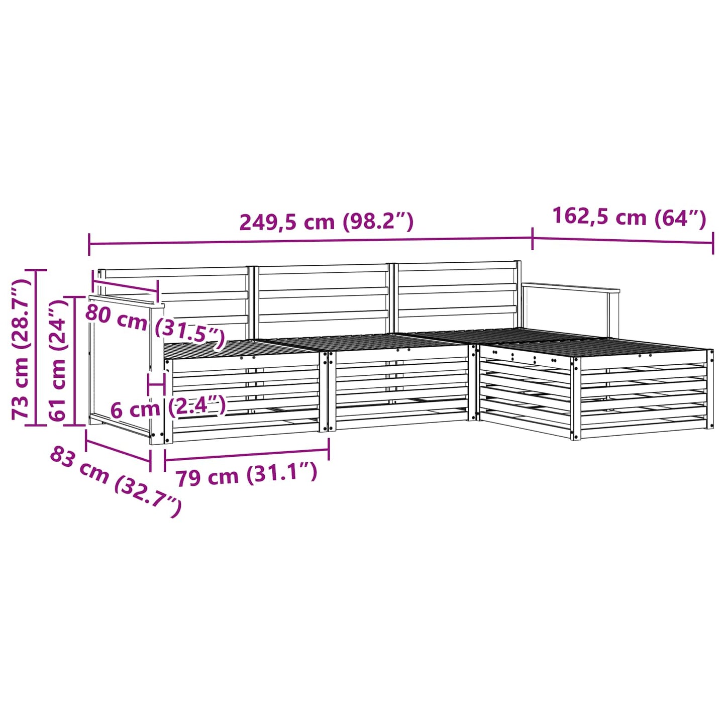 Set di divani da esterno 4 pcs Naturale | homemem39