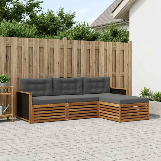 Set di divani da esterno 4 pcs Naturale e Antracite Poliestere | homemem39