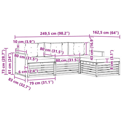 Set di divani da esterno Naturale e Crema 249,5 x 162,5 x 73 cm