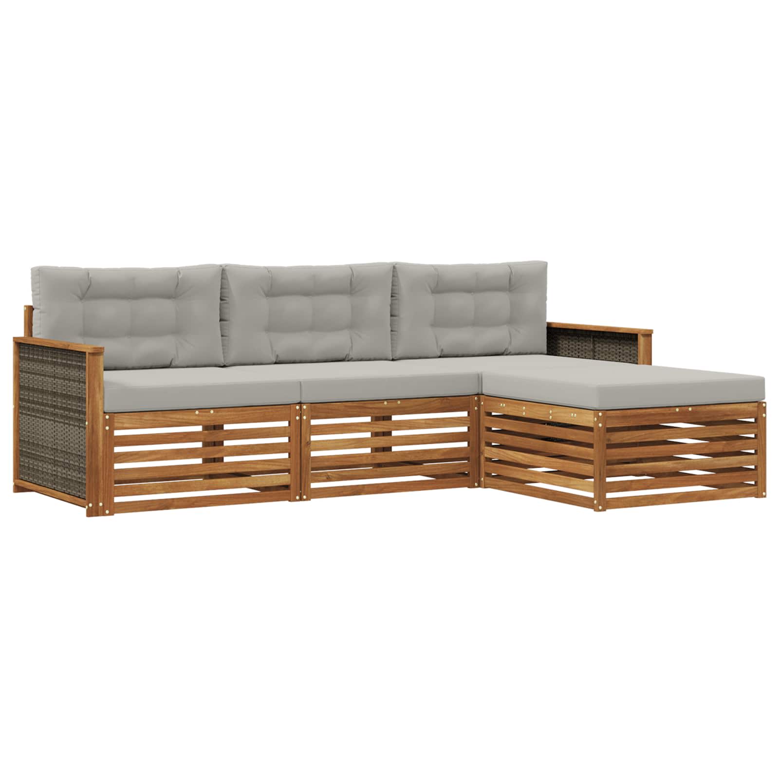 Set di divani da esterno con cuscino Naturale e Grigio Chiaro | homemem39