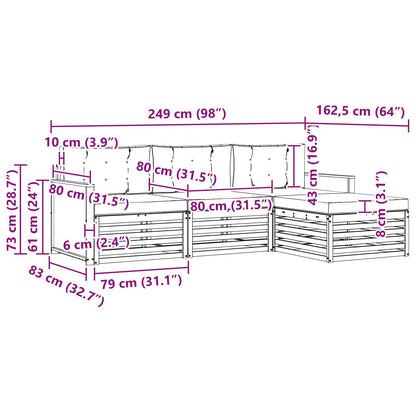 Set di divani da esterno Naturale e Crema 249 x 162,5 x 73 cm | homemem39