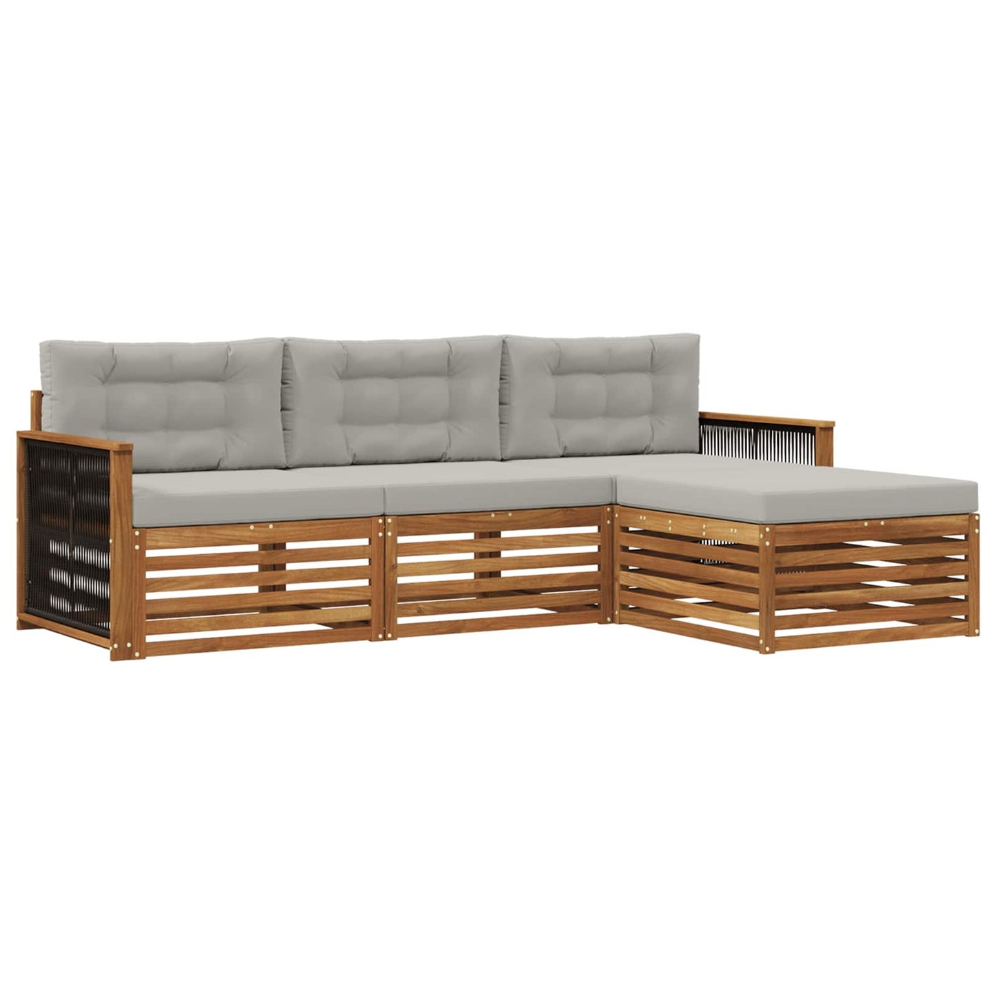 Set di divani da esterno con cuscino Naturale e Grigio Chiaro