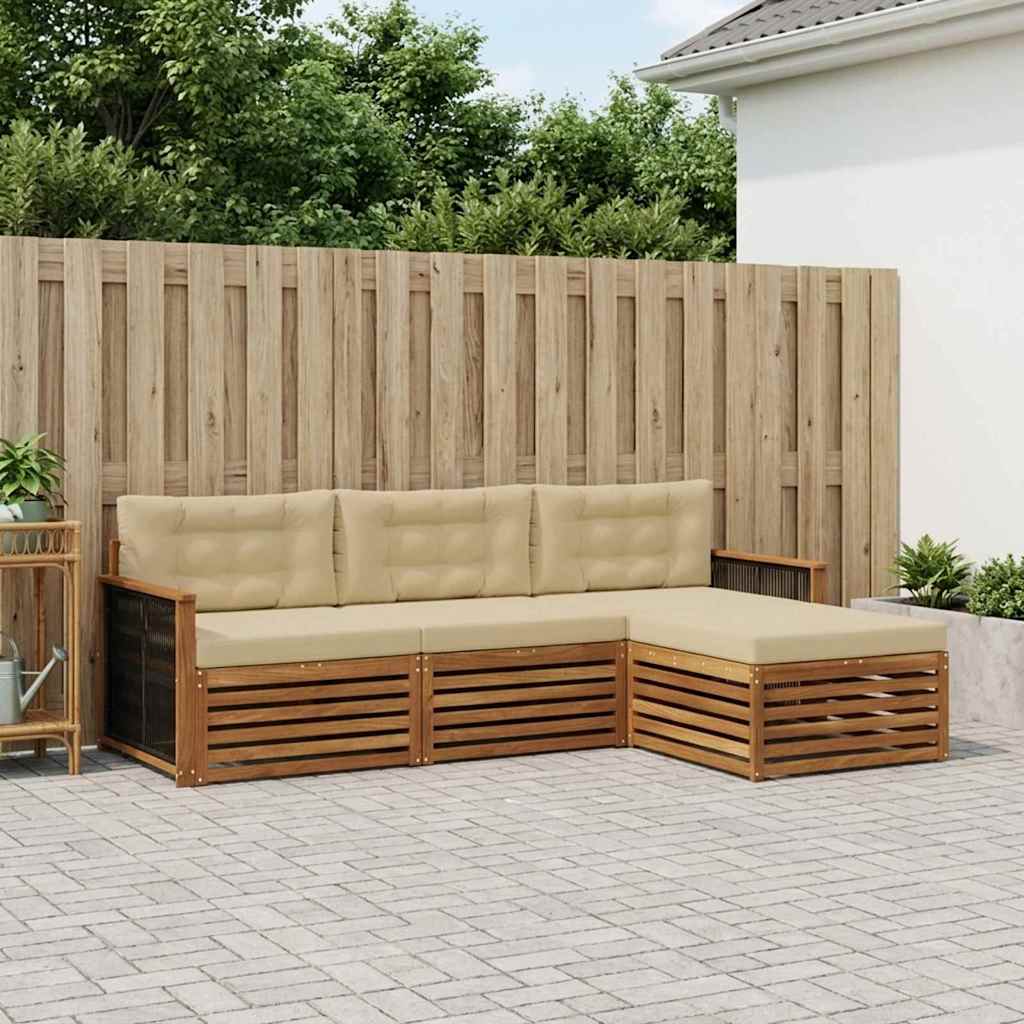 Set di divani da esterno Naturale e Beige 249 x 162,5 x 73 cm