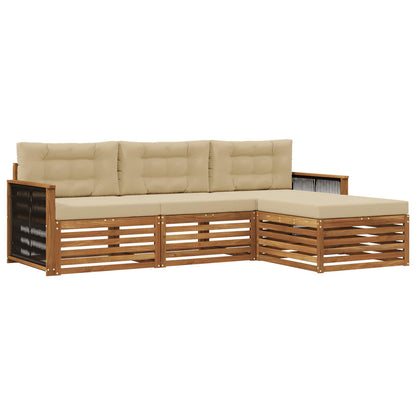 Set di divani da esterno Naturale e Beige 249 x 162,5 x 73 cm