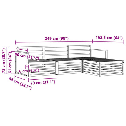 Set di divani da esterno Naturale 249 x 162,5 x 73 cm