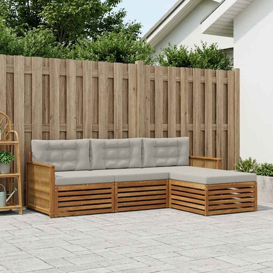 Set di divani da esterno con cuscino Naturale e Grigio Chiaro