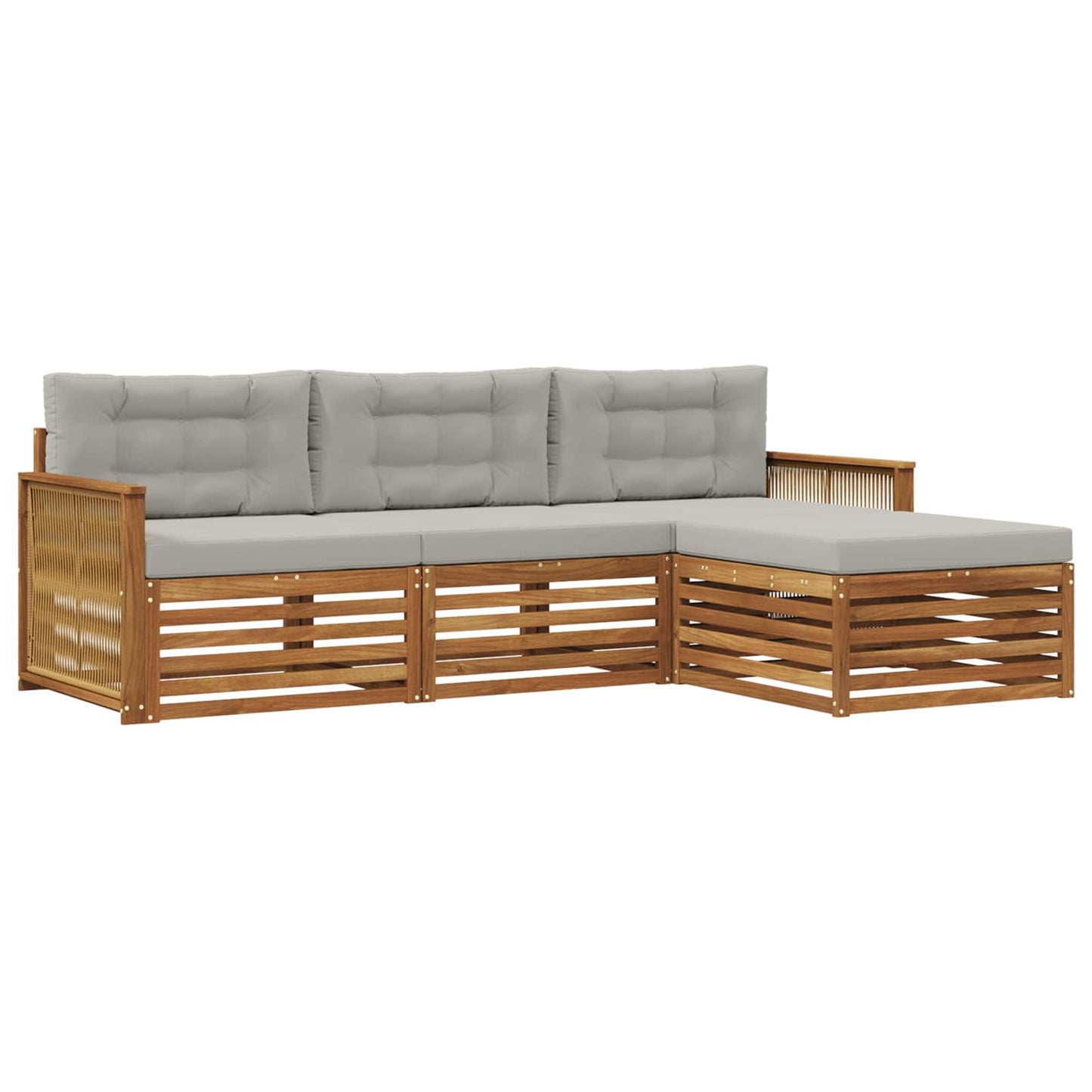 Set di divani da esterno con cuscino Naturale e Grigio Chiaro