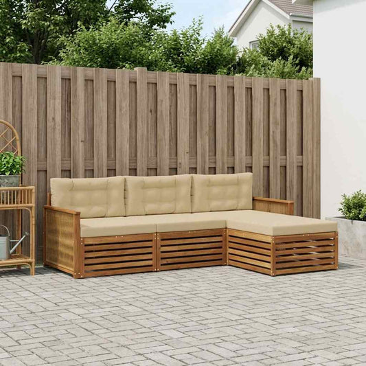 Set di divani da esterno Naturale e Beige 249 x 162,5 x 73 cm