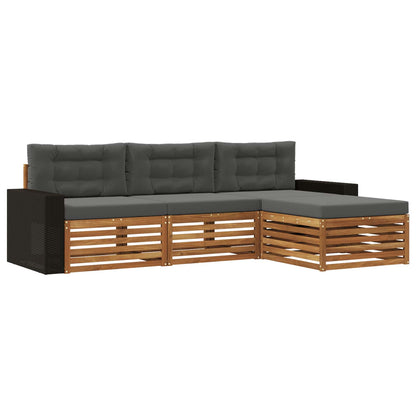 Set di divani da esterno 4 pcs Naturale e Antracite Poliestere | homemem39