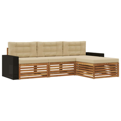 Set di divani da esterno 4 pcs Naturale e Beige Poliestere | homemem39