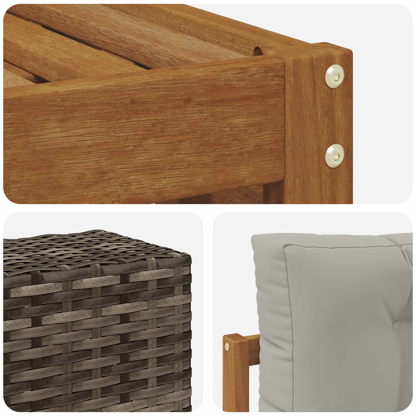 Set di divani da esterno 4 pcs Naturale e Grigio Chiaro | homemem39