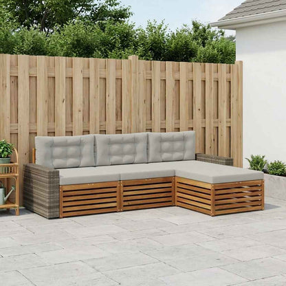 Set di divani da esterno 4 pcs Naturale e Grigio Chiaro | homemem39