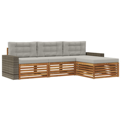 Set di divani da esterno 4 pcs Naturale e Grigio Chiaro | homemem39