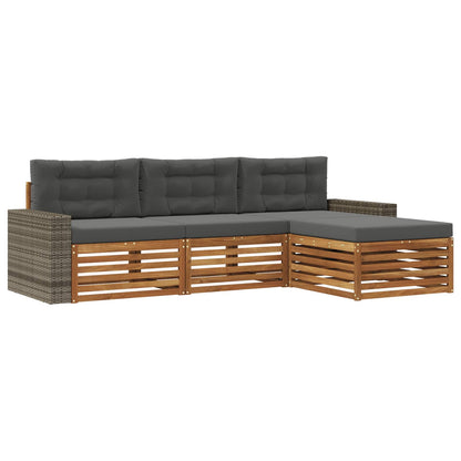 Set di divani da esterno 4 pcs Naturale e Antracite Poliestere | homemem39