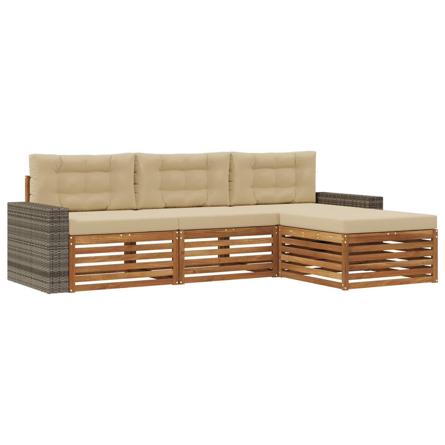 Set di divani da esterno 4 pcs Naturale e Beige Poliestere | homemem39
