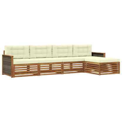 Set di divani da esterno con cuscino 5 pcs Naturale e Crema