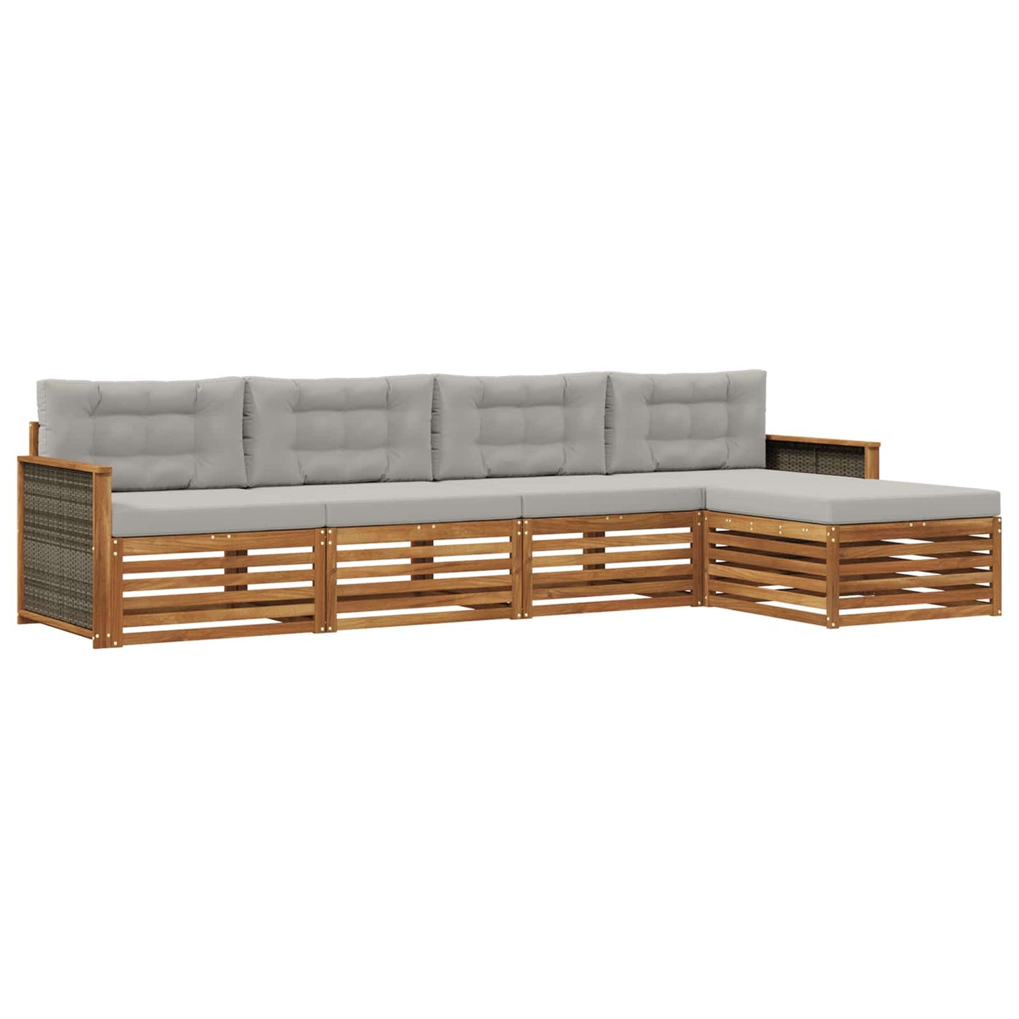 Set di divani da esterno 5 pcs Naturale e Grigio Chiaro