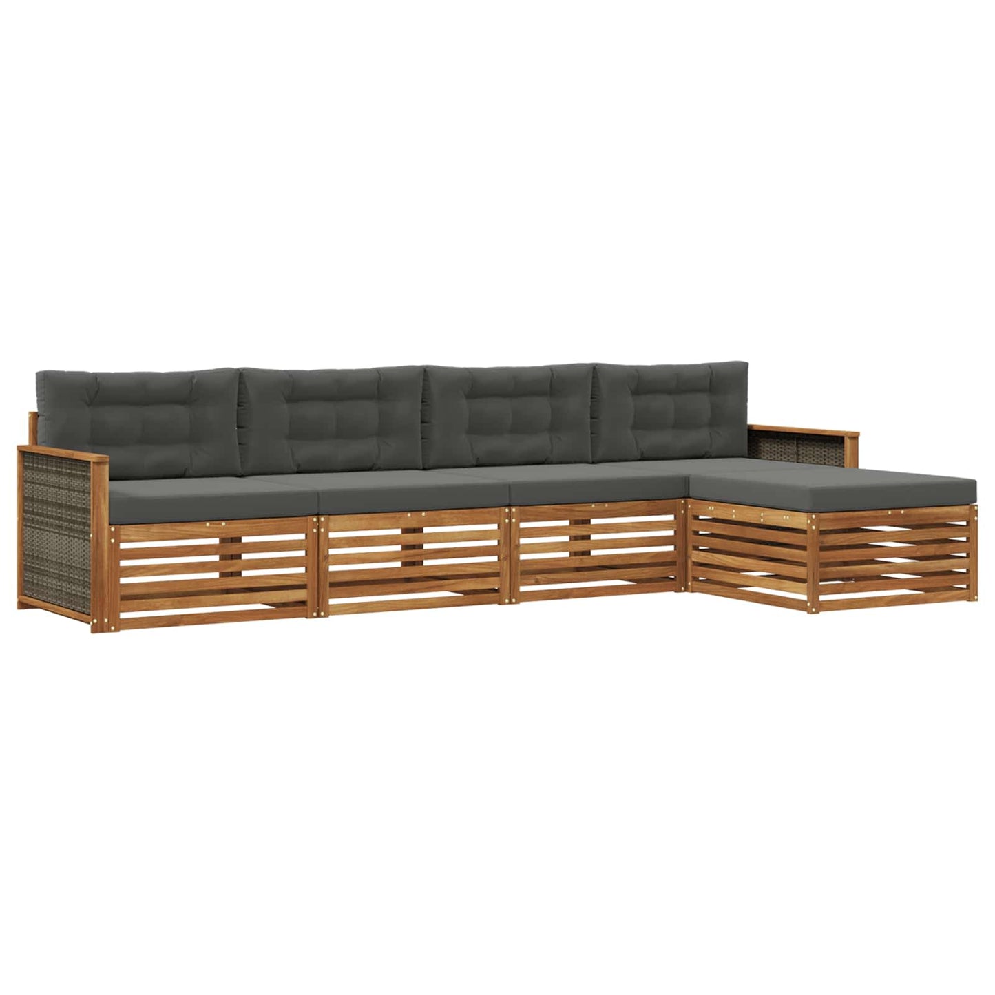 Set di divani da esterno con cuscino 5 pcs Naturale e Antracite | homemem39