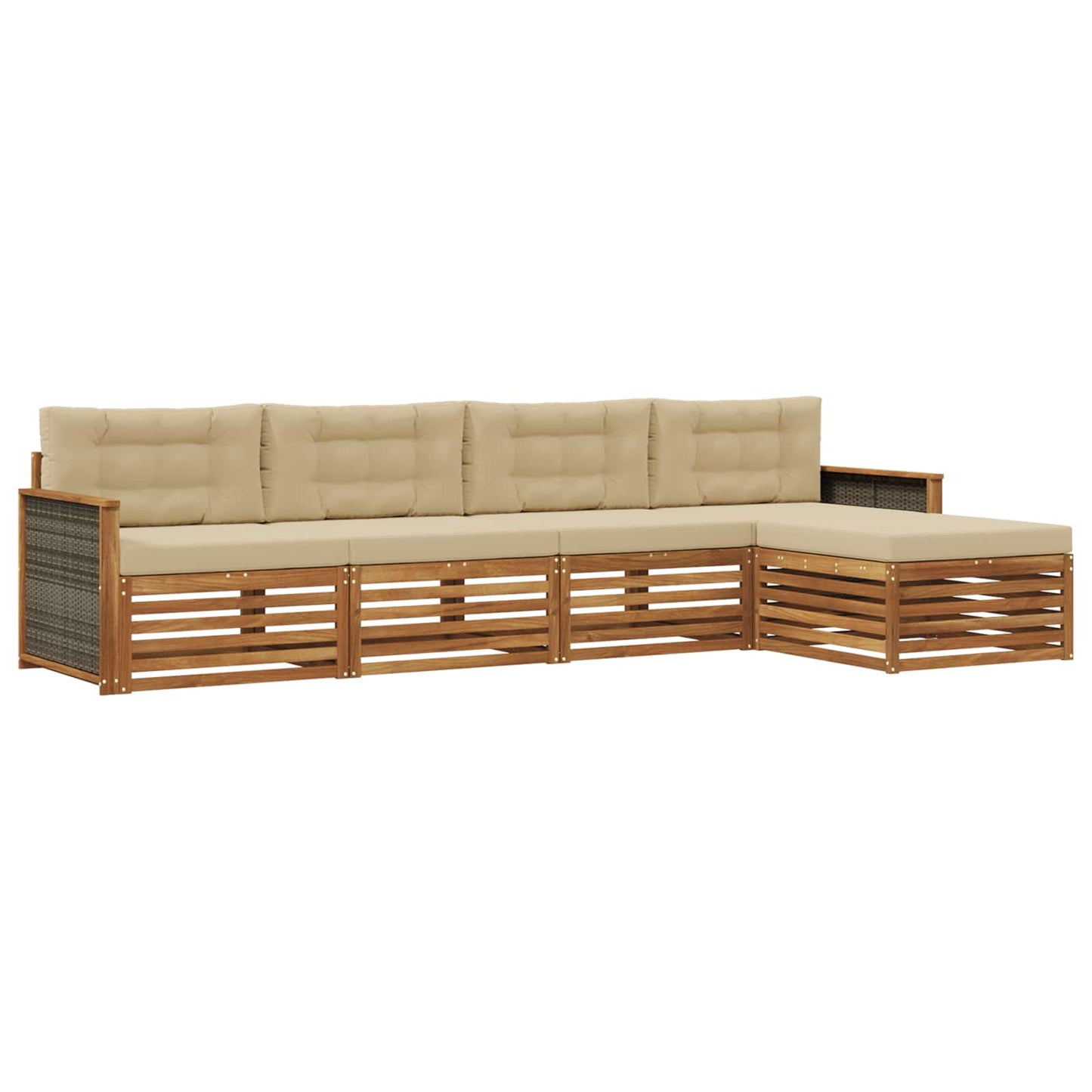 Set di divani da esterno con cuscino 5 pcs Naturale e Beige