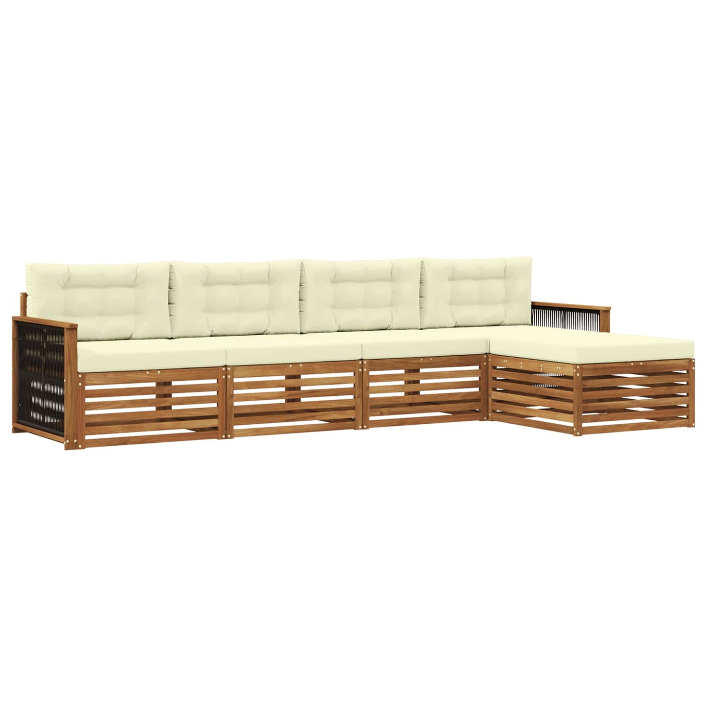 Set di divani da esterno con cuscino 5 pcs Naturale e Crema | homemem39