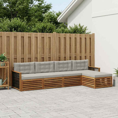 Set di divani da esterno 5 pcs Naturale e Grigio Chiaro