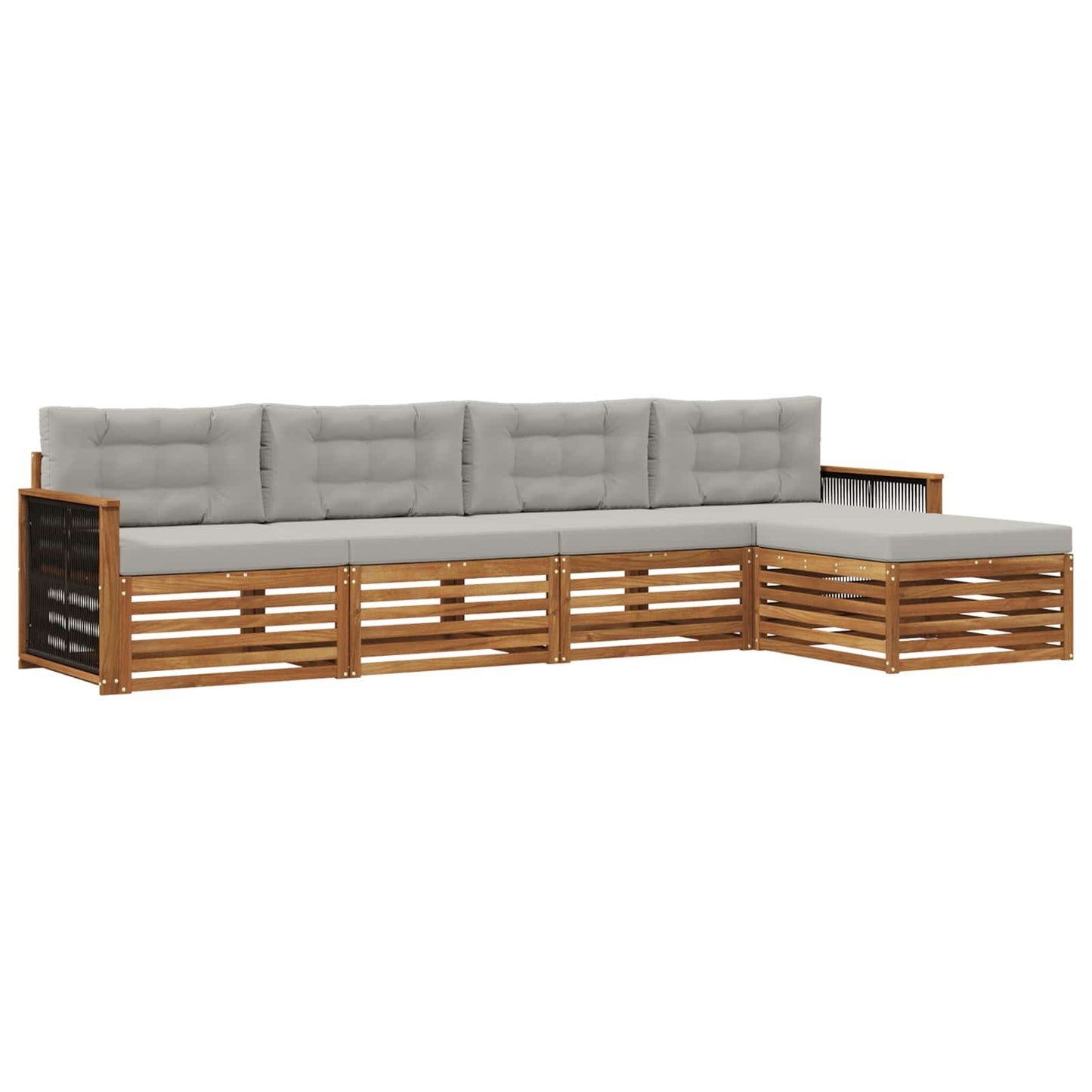 Set di divani da esterno 5 pcs Naturale e Grigio Chiaro