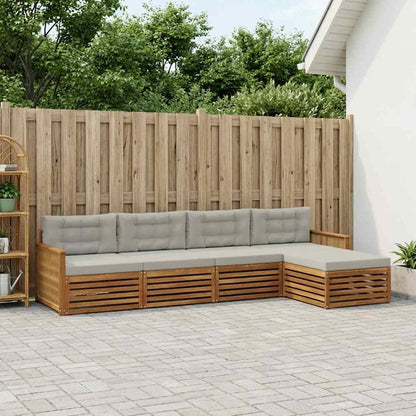 Set di divani da esterno 5 pcs Naturale e Grigio Chiaro