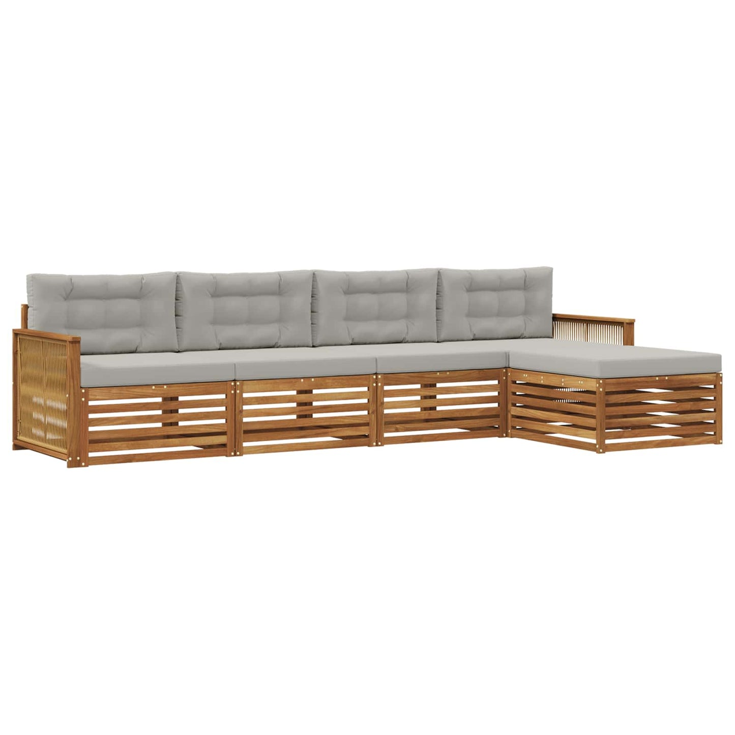Set di divani da esterno 5 pcs Naturale e Grigio Chiaro
