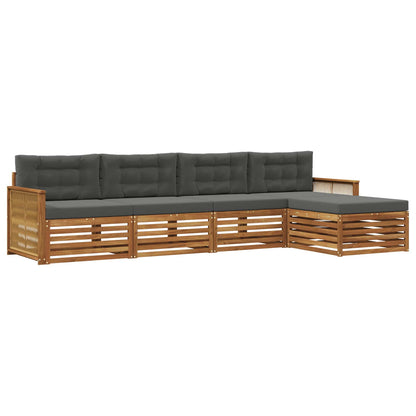 Set di divani da esterno con cuscino 5 pcs Naturale e Antracite | homemem39