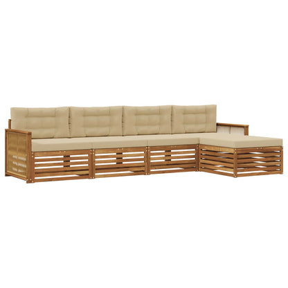 Set di divani da esterno con cuscino 5 pcs Naturale e Beige