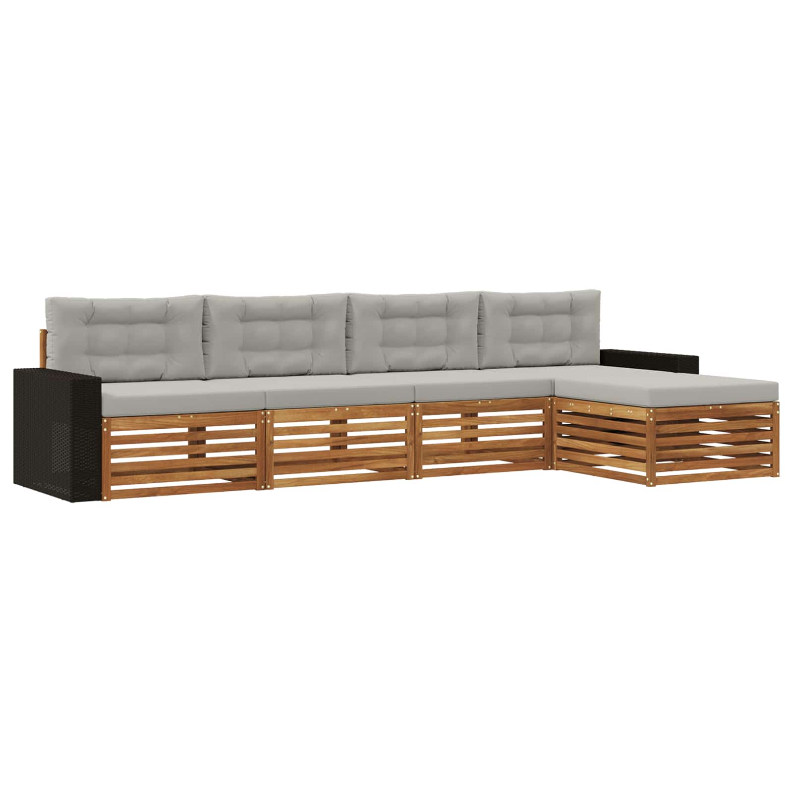 Set di divani da esterno 5 pcs Naturale e Grigio Chiaro | homemem39